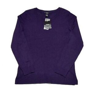 New Alfani Sweater Womens Small Purple Scoop Neck Long Sleeve Rayon Blend Knit